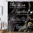 thumbnail image 4 of Hadint 4Pcs Gold Marble Gilt Texture Letter Butterfly Print Pattern Bathroom Shower Curtains Set, 12Pcs Hooks, 71inx71in, 4 of 12