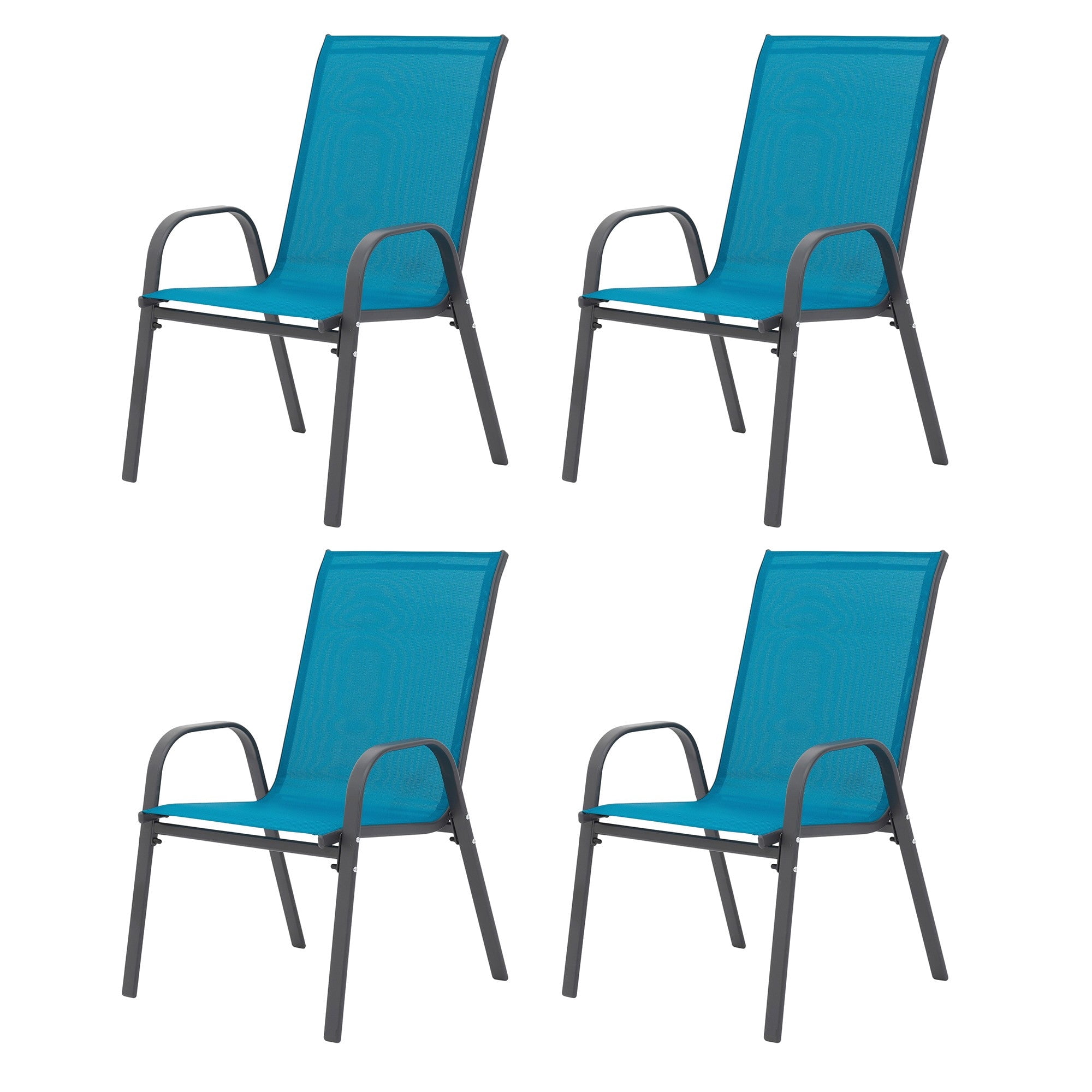Sailvan Set of 4 Outdoor Patio Chairs,Breathable Textilene Garden Dining Chairs with Armrest and High Backrest Blue