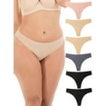 thumbnail image 2 of Barbra Women's Panties Seamless Thong with Band Small to Plus Sizes Multi-Pack, 2 of 6