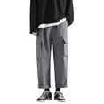 thumbnail image 1 of PEASKJP Men's Classic Fit Pants Loose Fit Elastic Drawstring Waist Straight-Legs Summer Long Pants, Gray M, 1 of 5