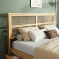 thumbnail image 5 of King Size Bed with Rattan Headboard, Two Storage Drawers, Rubber Wood, Enhanced Support, White Oak, 5 of 9