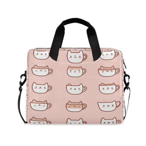 16inch Laptop Briefcase, Business Laptop Bag with Detachable Strap & Padded Compartment, Water-Resistant Polyester,Cute Coffee