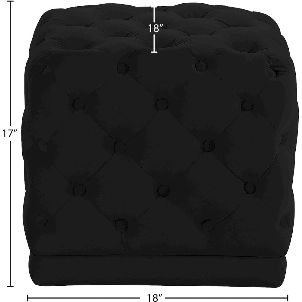 Meridian Furniture Stella Contemporary Velvet Ottoman/Stool in Black