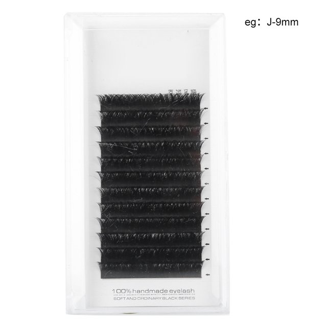 Pestañas postizas densas en forma de V de 0,05 mm Extensión de pestañas Injerto de pestañas postizas (tipo J) 9 mm