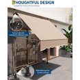 thumbnail image 6 of Manual Retractable Patio Awning 118" x 118" with Adjustable Height, UV Protection & Crank Handle – Ideal for Backyard, Garden, Outdoor Shade Khaki, 6 of 7