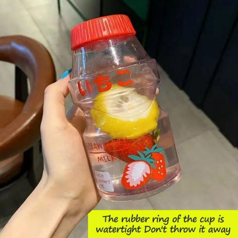 Plastic Fruit Juice Water Bottle Milk Cartoon Shaker Bottle, 16oz/480ml  Transparent Portable Leak Proof Travel Drinking Bottle For Kids & Girl &  Adult