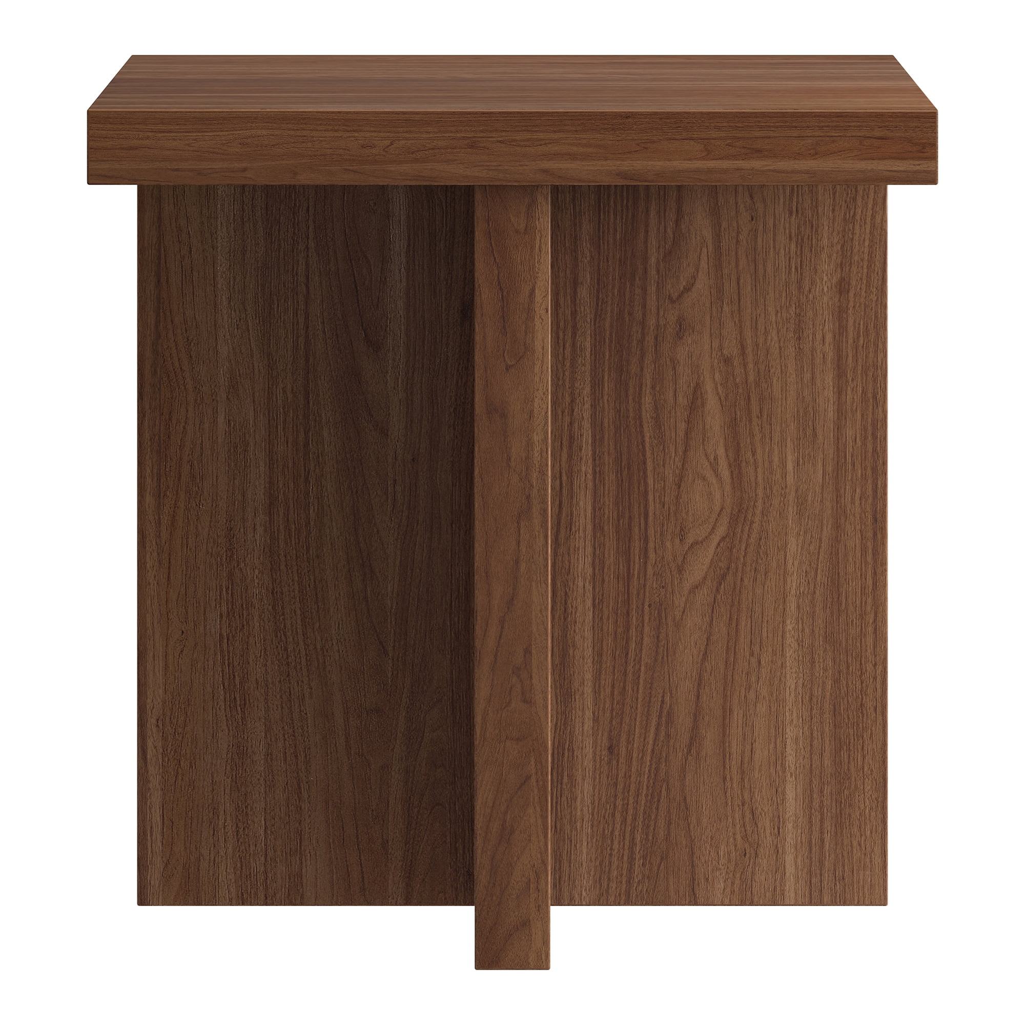 Evelyn&Zoe Elna 22" Wide Square Side Table in Satin Walnut
