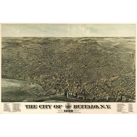 1880 Howard'S Map Of Buffalo Ny 3-D Poster Historic Detailed