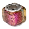 thumbnail image 3 of Purple Dichroic Glass Square Charm .925 Sterling Silver Antiqued Reflection Beads - QRS1488, 3 of 6