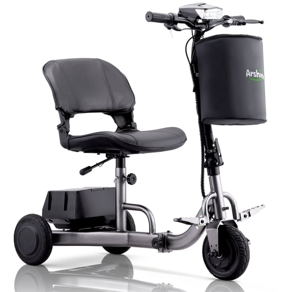 Upgrade Your Freedom-Lightweight Foldable Mobility Scooter for Seniors & Adults,All-Terrain Electric Powered Wheelchair,300lbs Capacity,Up to 3.5 MPH,2-Battery System(Gunmetal)