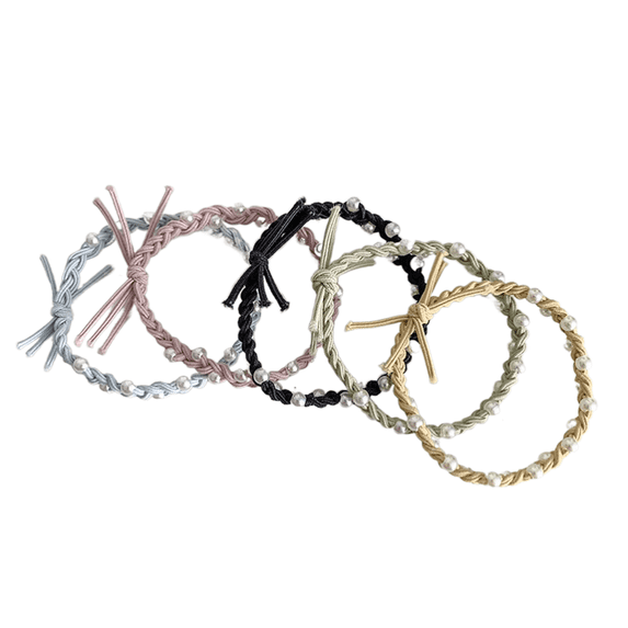 BEAFNKSG 6Pcs Fashion Pearl Elastic Hair Band Rope Hair Circle Ponytail Holder Beaded Thread Braided Bracelet Hair Ties