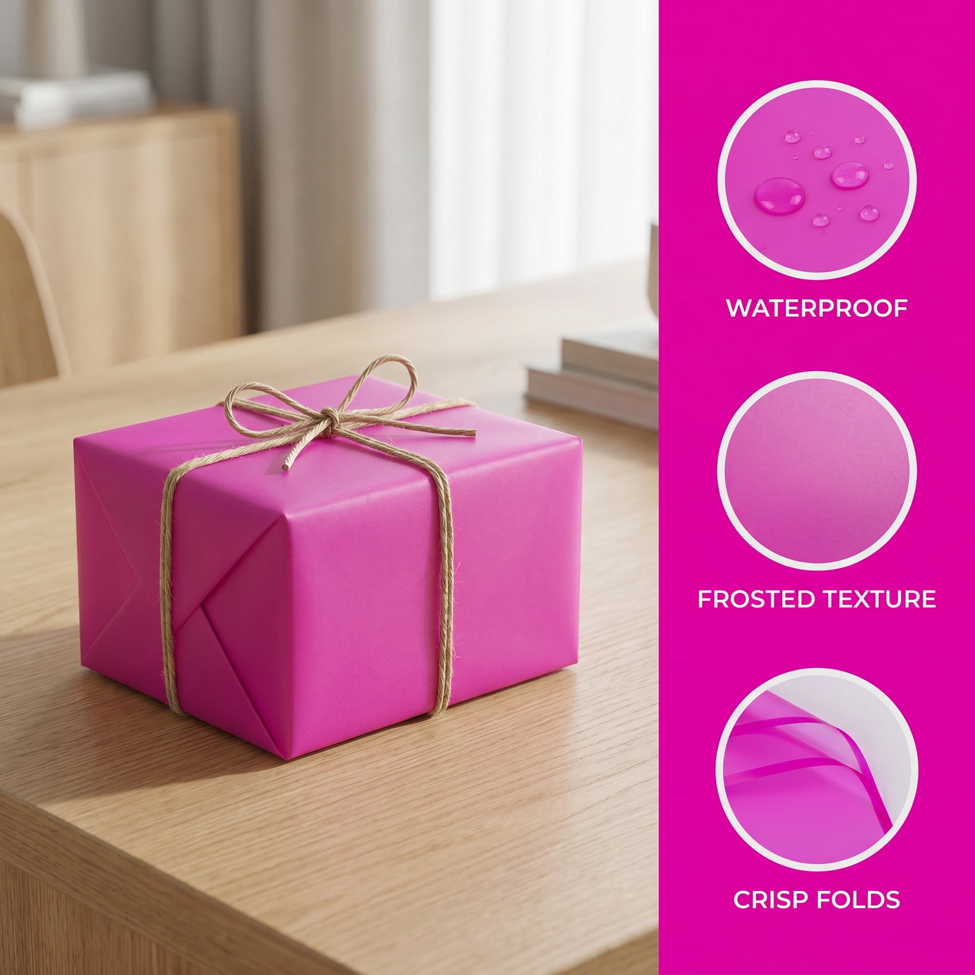 Unique Bargains 20Pcs Waterproof Solid Color Wrapping Paper Rose Red 22.4" x 22.4"