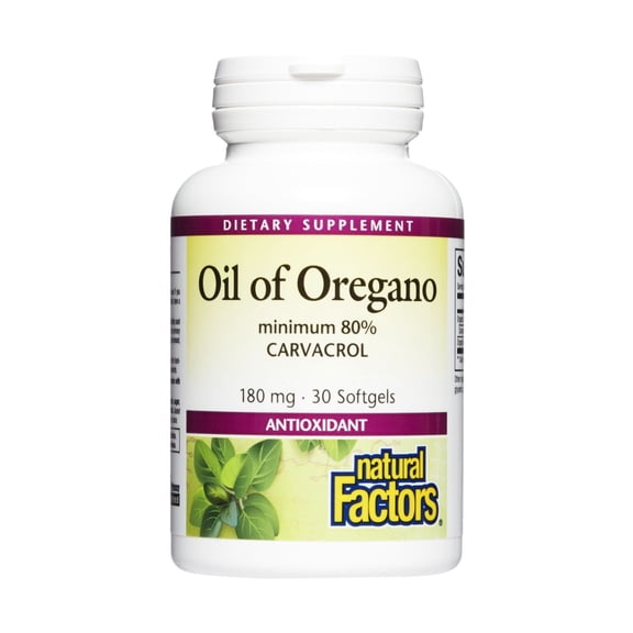 Natural Factors Oil of Oregano 180 mg, Helps Maintain Good Health with Extra Virgin Olive Oil, 30 Softgels