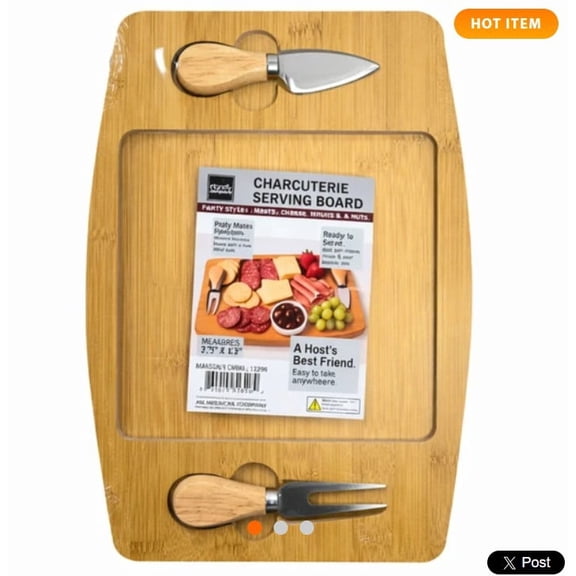 Cheese Board Serving Set with 2 Stainless Steel Cheese Knives