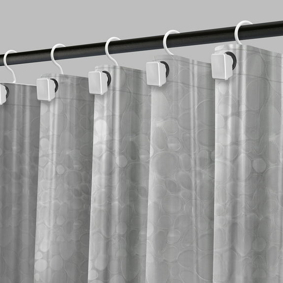 Moorefield 8-Gauge, 72" x 72" Black Large Metal Grommets Weighed Magnetic Hem PEVA Shower Liner in Clear