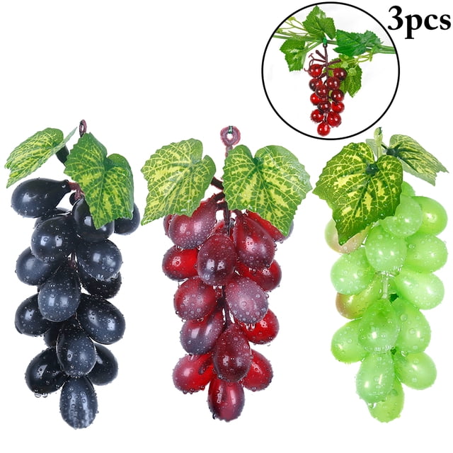3 Bunches Artificial Grape Lifelike Decorative Artificial Fruit Photography Prop