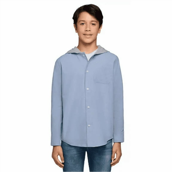 Lucky Brand Hooded Shirt Large Blue