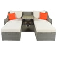thumbnail image 6 of BenJara 3 Piece Patio Sofa Lounger With Ottoman, Built In Table, White and Gray, 6 of 9