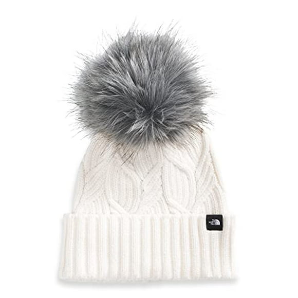 The North Face Youth Oh-Mega Fur Pom Beanie, Gardenia White, OS