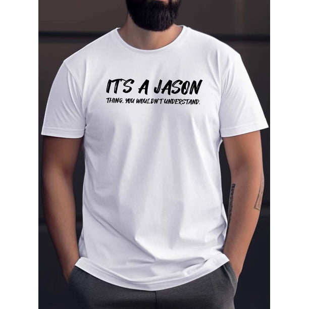 Casual Jason Thing Print Tee Shirt - Short Sleeve T-shirt for Summer