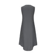thumbnail image 7 of Short Sleeve Dresses for Women Solid Color Loose Sleeveless Round Neck Side Buttons Irregular Dress A-Line Party Dress with Pockets, 7 of 7