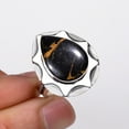 thumbnail image 3 of Copper Black Turquoise 925 Solid Sterling Silver Ring, 18X13 mm Pear Gemstone Ring, Black Ring, Christmas Gift, Unique Jewelry Ring, Adjustable Ring V, 3 of 4