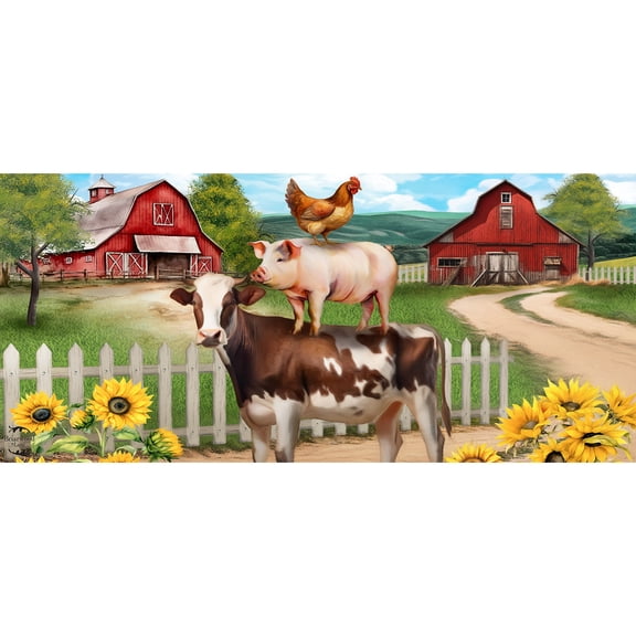 Briarwood Lane Summer Farm Friends Mini Mat 22x10 Indoor Outdoor For Summer Doormat