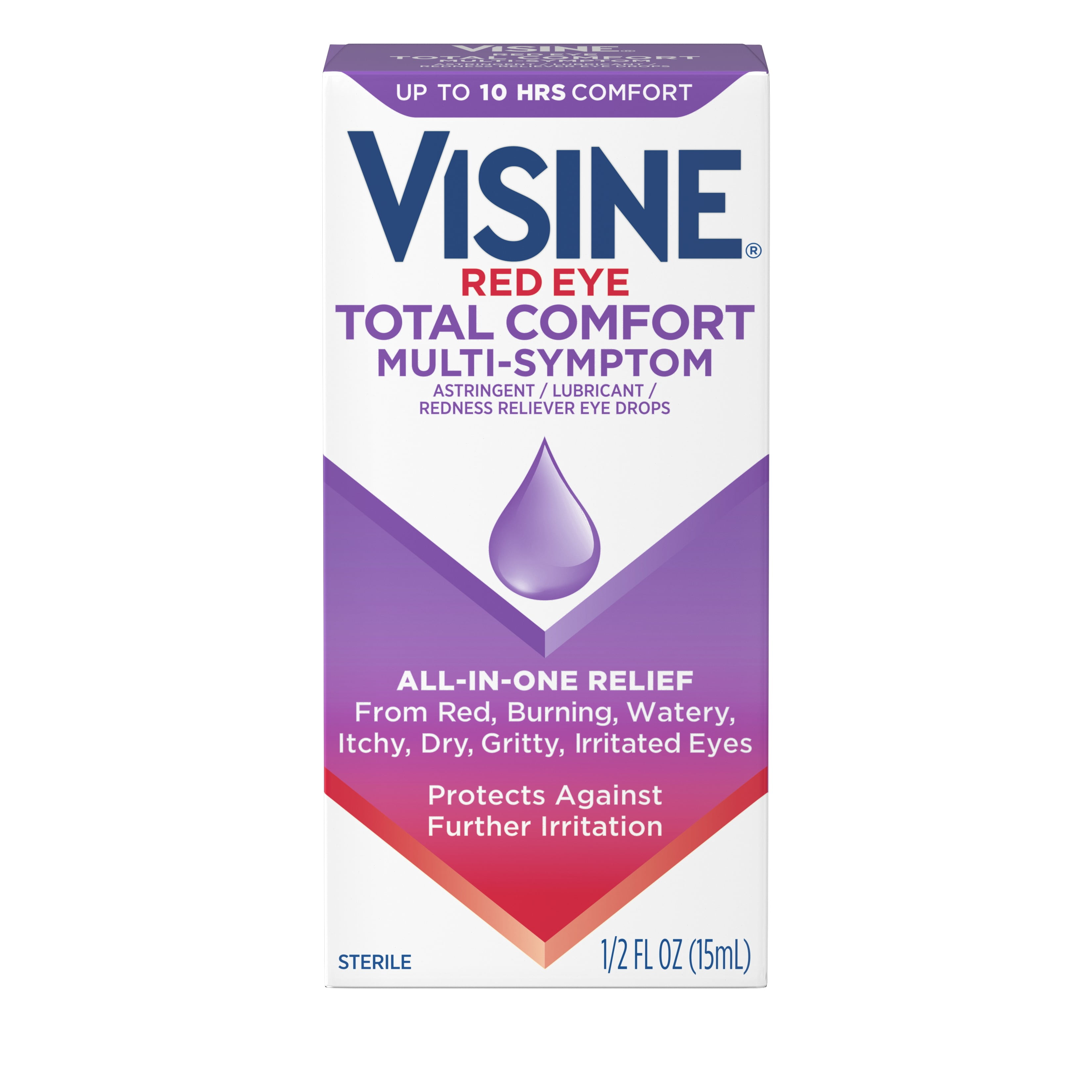 Visine Red Eye Total Comfort MultiSymptom Eye Drops, 0.5