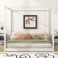 thumbnail image 3 of King  Size Canopy Bed Frame,4-Post Canopy Platform Bed Frame with Headboard and Support Legs,Wood Full Bed Frame for Kids Teens Adults, No Box Spring Needed,Easy to Assemble,White, 3 of 9