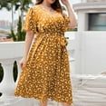 thumbnail image 4 of WREESH Womens Dress Oversize Summer Casual Short Sleeve V Neck Printed Sleeve Dresses Loose Dress Yellow, 4 of 8