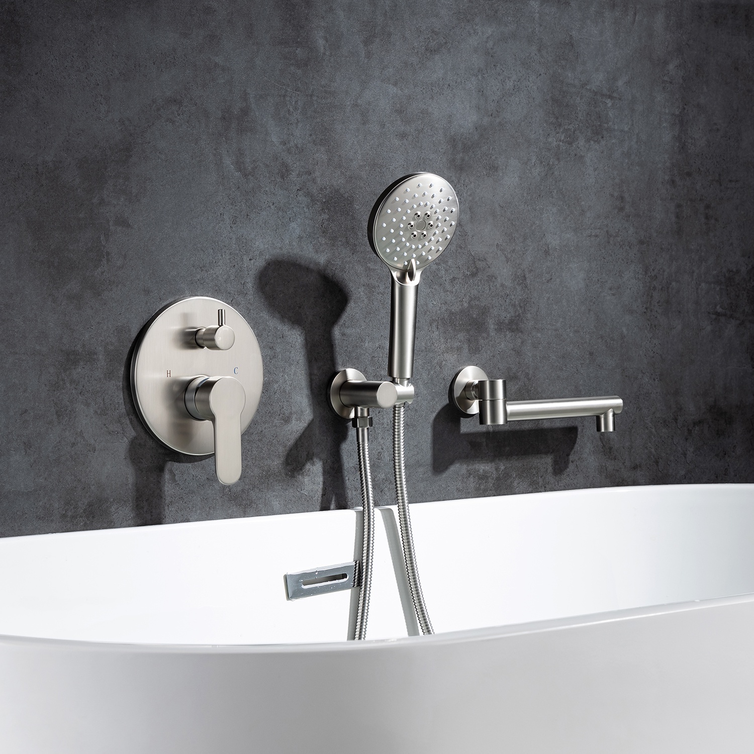 Rainlex One-Handle 1-Spray Setting Brushed Nickel Bathtub Shower Faucet