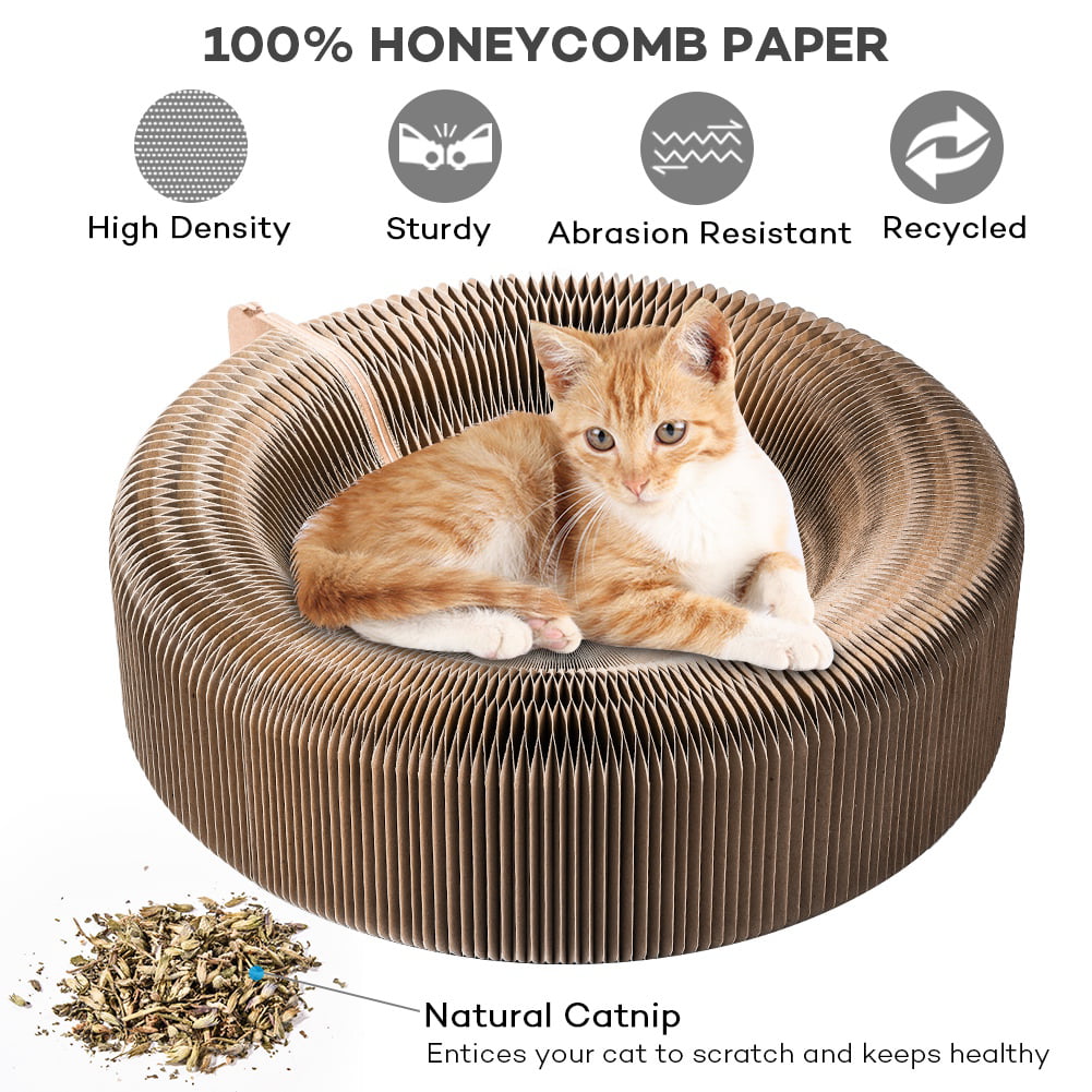 Foldable Corrugated Paper Cat Scratcher Cat Claws Board Kitten Scratching Pad Lounge Nest With Cat Mint and Ball Cat Scratching Board