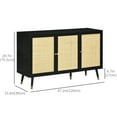 thumbnail image 3 of HOMCOM Boho Sideboard Buffet Cabinet with Decorative Rattan Doors, Black, 3 of 10