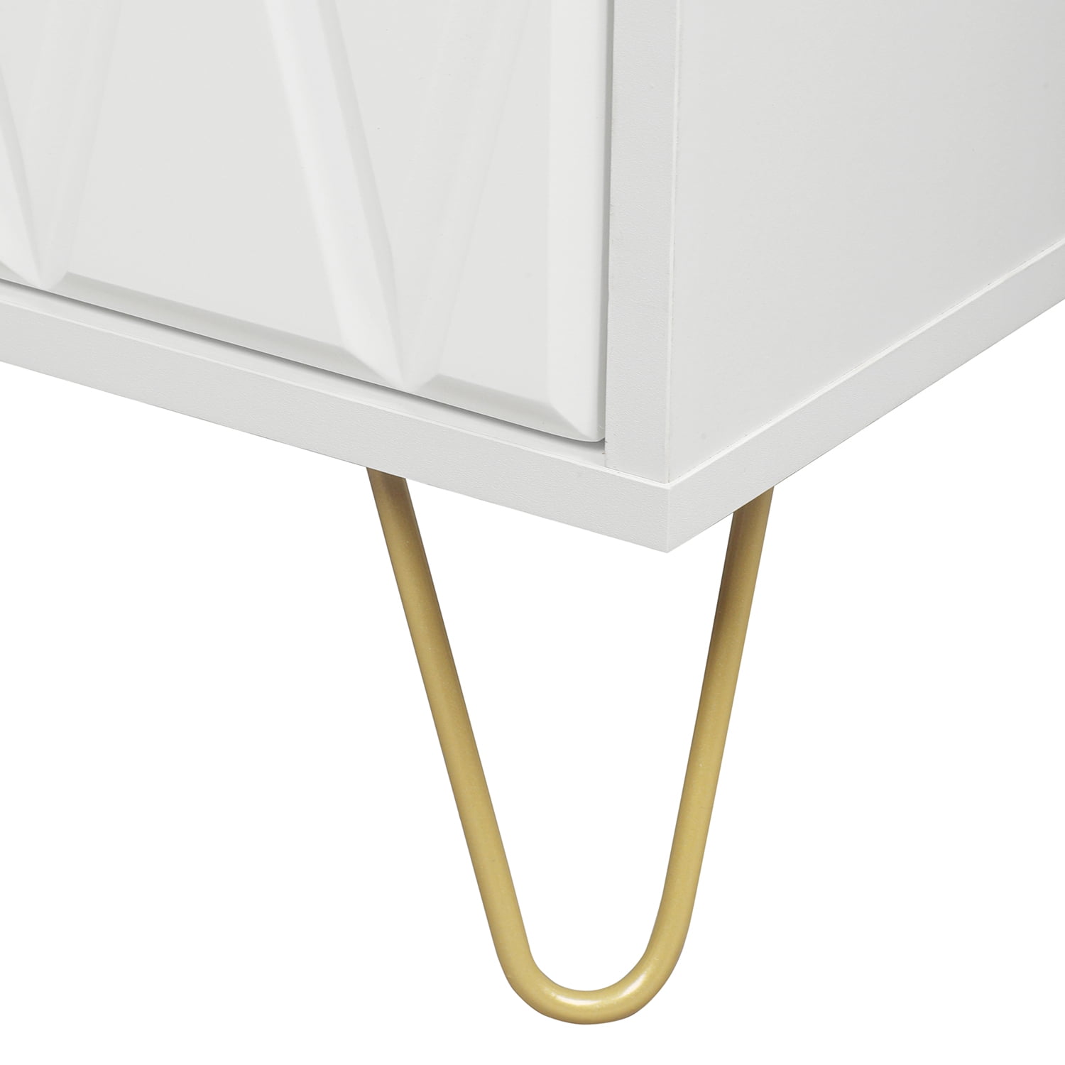 Yardi Yard White 2 Drawer Nightstand Set of 2 for Bedroom, Accent Rectangle Bedside Table with Golden Metal Legs Yardi Yard White 2 Drawer Nightstand Set of 2 for Bedroom, Accent Rectangle Bedside Table with Golden Metal Legs
