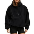 thumbnail image 3 of Letdown Women's Oversized Hoodie Sweatshirt with Front Kangaroo Pocket, Warm Pullover Hoodie for Casual Wear and Pet Carrying, 3 of 9