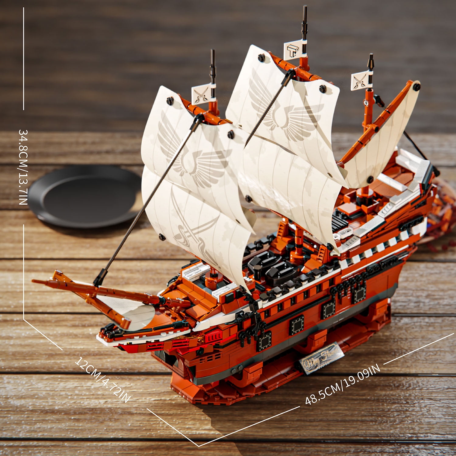 Honchoes Sailboat Building Set with LED Compatible with Lego Ship Model Toy for Adults 2284 Pcs