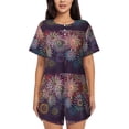 thumbnail image 1 of Fotbe Fireworks2 Conjunto de Pijama Estampado para Mujer, 2 Piezas, Ropa de Dormir con Camiseta de Manga Corta y Shorts Suaves-Small, 1 of 6