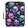 thumbnail image 2 of Haosy Accordion File Organizer Zipper Binder 500 Sheet 6-Tab Expanding File Folder Multi-Pocket 1.2 Inch 3 Ring Neon Skulls and Stars, 2 of 7
