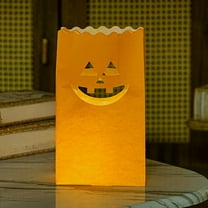 YIMWNYI Halloween Light Bags with Electronic Candles, Fireproof Candle Bags, Pumpkin Lanterns for Halloween Party Decoration, Safe and Elegant Tea Lanterns, Flameless LED Candle Holders