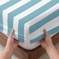 thumbnail image 3 of Twin XL Size Fitted Sheet Set - Aqua Striped 2 Piece Bedding Sets 16" Deep Pocket Fitted Sheet with 1 Pillowcases, Modern Farmhouse Blue White Stripes Brushed Microfiber Hotel Luxury Bed Sheets, 3 of 9