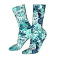 thumbnail image 5 of Xecao Blue Floral with Butterflies Print Fashion No Heel Casual Crew Socks Cushioned Breathable for Men Women - Moisture wicking,Not easy to fade Suitable for daily, 5 of 7