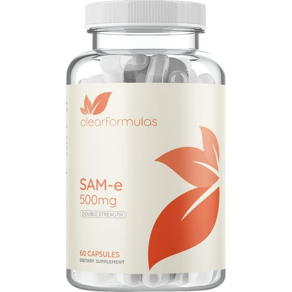 Clear Formula Bioactive SAM-e Supplement Capsule for Liver, Mood & Joint Support, 500mg, 60 Count
