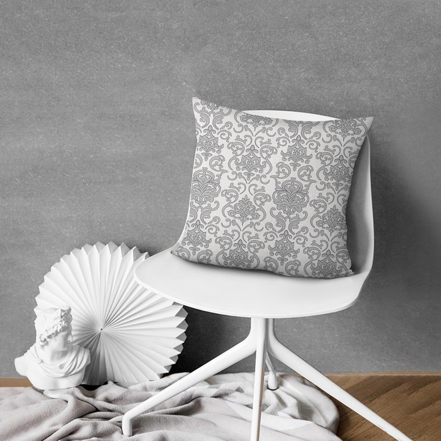Farmhouse Chic Grey and Beige Patchwork Throw Pillow Covers, 16x16 Inch (Pack of 2) for Modern Home Decor