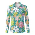 thumbnail image 4 of Xoenoiee Hippie Daisy Flower Print Women's Long Sleeve Golf Polo Shirts V Neck Collared Workout Tops UV Protection Activewear Pullover Golf Apparel Quick Dry Blouses Athletic Tennis Tops, 2XL, 4 of 7