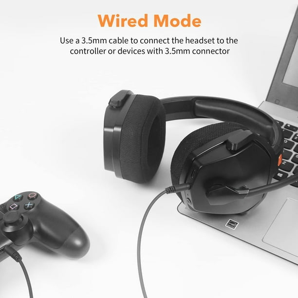 Casque de jeu sans fil avec microphone pour PS5, Ps4, PC, Mac, casque gamer  3 en 1 avec micro, sans fil 2,4 GHz pour console Playstation, mode Bluetooth  pour commutateur, mode filaire