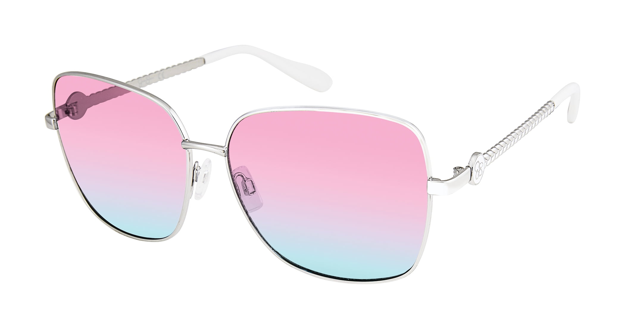 Jessica Simpson Jessica Simpson Women's Square Metal Sunglasses with Enamel Logo, Braided