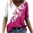 thumbnail image 2 of Fiudx Camisas para Mujer Camisetas Holgadas de Manga Corta con Cuello En V Informales con Estampado de Moda para Mujer, 2 of 4