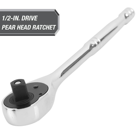 Hyper Tough Chrome 1/2 inch Fit, 72-Tooth Pear Head Ratchet, 5800V