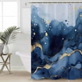 thumbnail image 4 of Abstract Art Shower Curtain Set ，Waterproof Fabric Shower Curtains Blue Grey Gradient Marble Texture Shower Curtains for Bathroom,Bathroom Decor 60"x72", 4 of 6