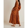 thumbnail image 2 of Women Floral Embroidered Maxi Dress Long Puff Sleeve Square Neck Boho Flowy Dress with Pockets Smocked Swing Long Dresses, 2 of 7
